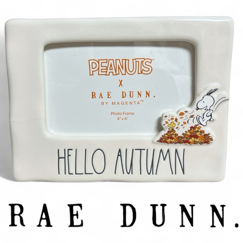 Rae Dunn X Peanuts Snoopy HELLO AUTUMN 4X6 Ceramic Picture Frame